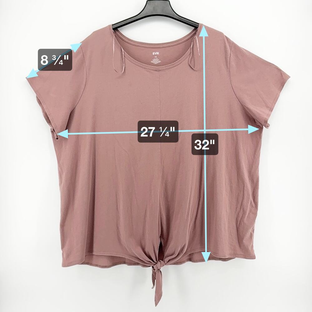 EVRI Women’s 4X Blush Pink Tie-Front Top Short Sleeve Plus Size Casual Shirt - Picture 4 of 6